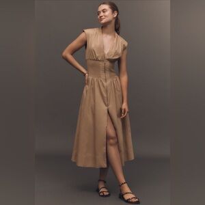 Anthropologie The Tommie Zip-Front Midi Dress